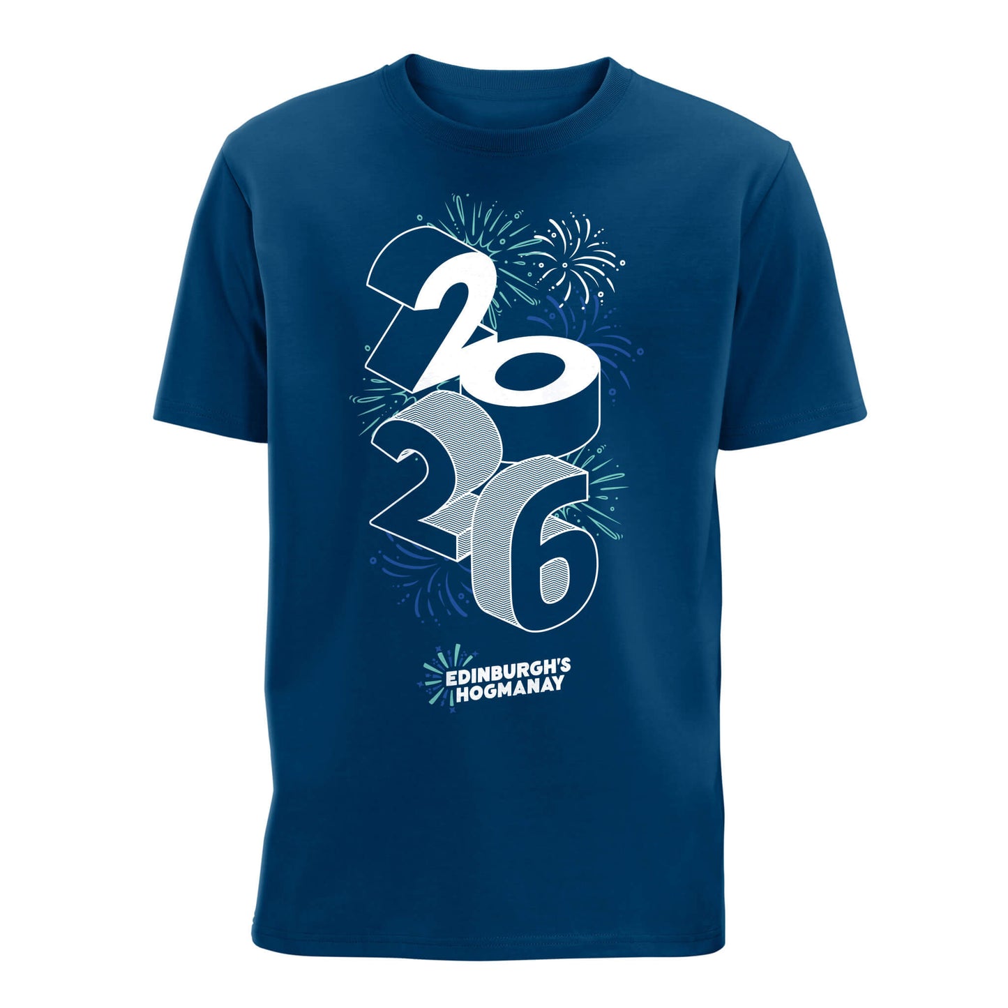 2026 T-Shirt - Mountain Blue - Front - Edinburgh's Hogmanay