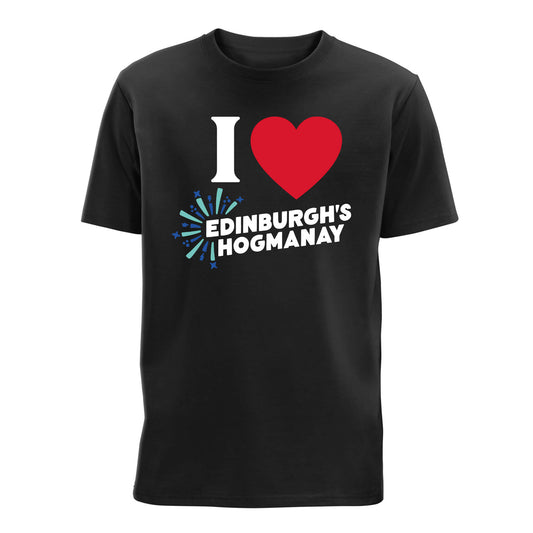 I ❤️ Edinburgh's Hogmanay T-Shirt - Black - Front - Edinburgh's Hogmanay